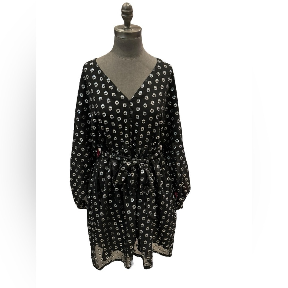 A Loves A Metallic Clip Dot Mini Dress Extra Large